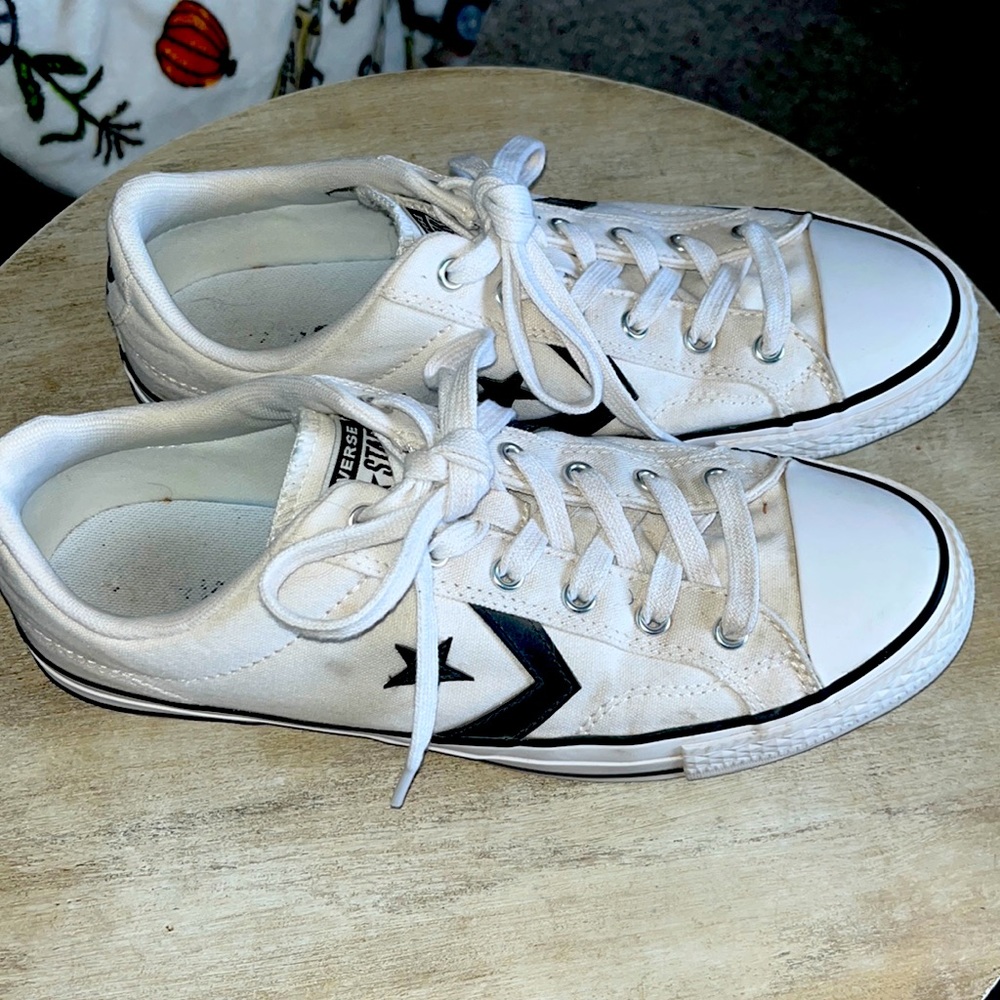 White Converse with Black Stars